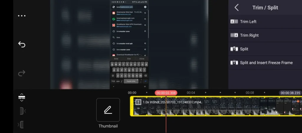 Trim frames precisely using KineMaster pro APK for smooth and clean video editing