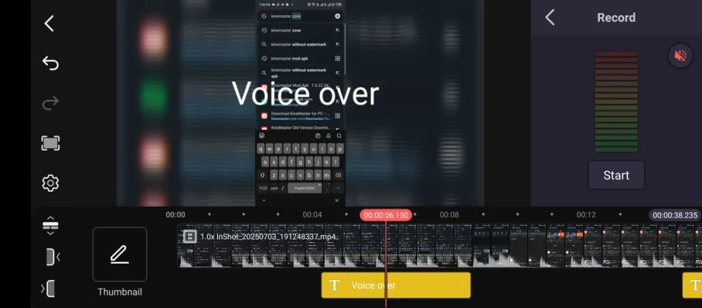 KineMaster Mod APK Voice Over feature for adding real-time narration to videos